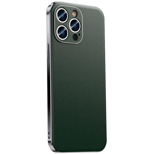 LOXO CASE Hülle für iPhone 16 Pro Max/16 Pro/16 Plus/16, Echtlederhülle mit Galvanisiertem Rahmen, Kameraobjektivschutz,Green,16 Pro von LOXO CASE