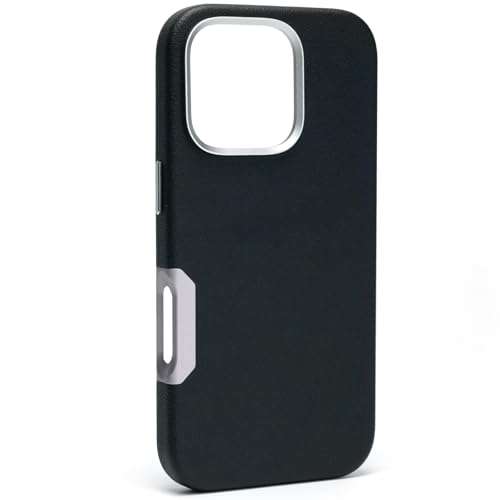 LOXO CASE Hülle für iPhone 16 Pro Max/16 Pro/16 Plus/16, Lederhülle Metallkamerarahmen & Metalltasten, Erhöhter Linsenschutz,Black,16 Pro von LOXO CASE