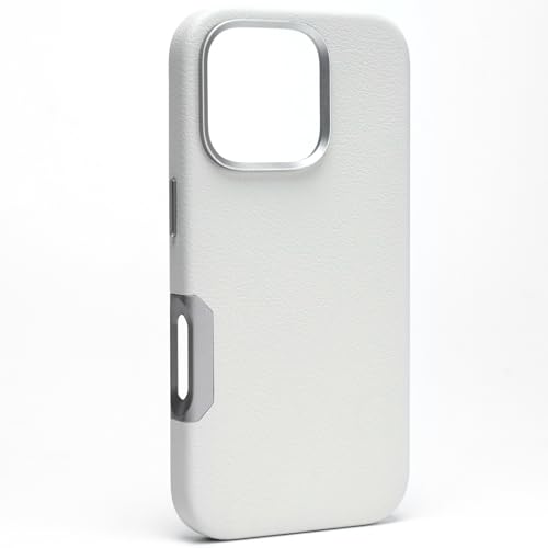 LOXO CASE Hülle für iPhone 16 Pro Max/16 Pro/16 Plus/16, Lederhülle Metallkamerarahmen & Metalltasten, Erhöhter Linsenschutz,White,16 von LOXO CASE