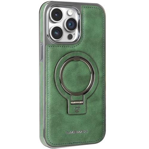 LOXO CASE Hülle für iPhone 16 Pro Max/16 Pro/16 Plus/16, Luxus Leder Business & Casual Hülle, Handgefertigter Klassiker mit 180° Klappbarem Ständer, Kompatibel mit MagSafe,Green,16 Pro von LOXO CASE