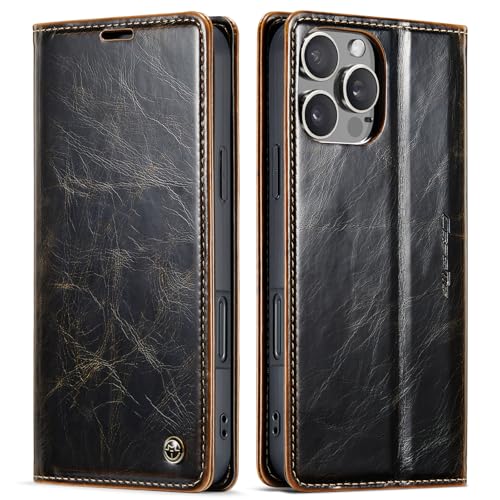 LOXO CASE Hülle für iPhone 16 Pro Max/16 Pro/16 Plus/16, Retro-Klapphülle Aus PU-Leder mit Kartenhalter, Magnetverschluss, Ständer, für Männer und Frauen,Coffee,16 Plus von LOXO CASE