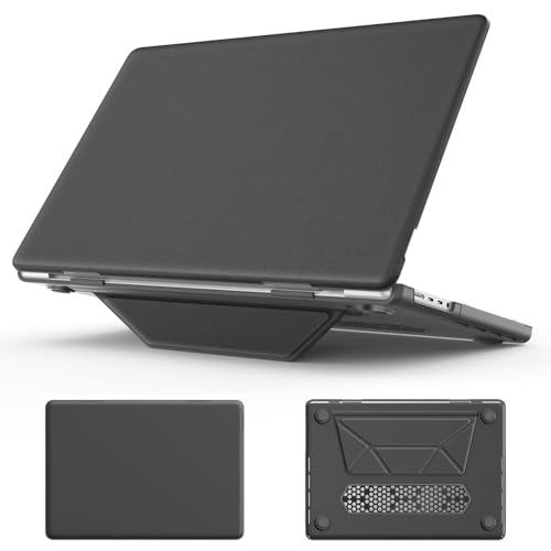 LOXO CASE Hülle kompatibel für MacBook Pro 16 Zoll (2021-2024 Freisetzung) M4 M3 M2 M1 A3186 A3403 A2991 A2780 A2485, Premium Leder Schutzhülle mit klappbarem Ständer, Wärmeableitung,Gray von LOXO CASE