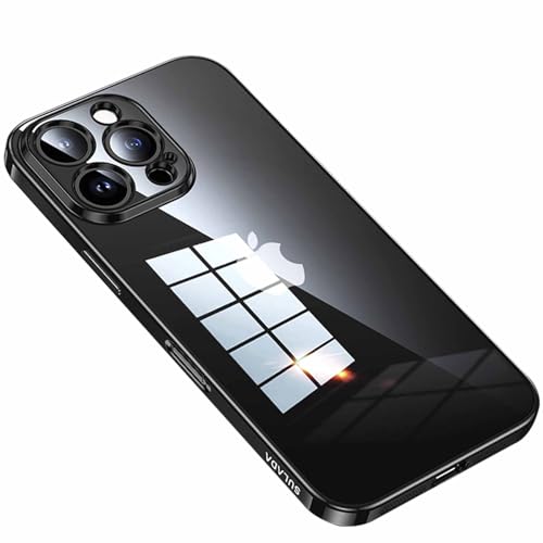 LOXO CASE Kristallklare Hülle für iPhone 16/16 Plus/16 Pro/16 Pro Max, [Voller Kameraschutz] Ultradünne, Plattierte Kante, Schmale, Weiche TPU-Abdeckung, Stoßfeste Hülle,Black,16 Pro von LOXO CASE