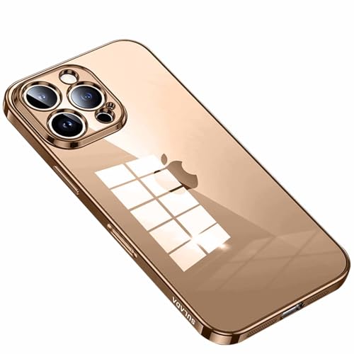 LOXO CASE Kristallklare Hülle für iPhone 16/16 Plus/16 Pro/16 Pro Max, [Voller Kameraschutz] Ultradünne, Plattierte Kante, Schmale, Weiche TPU-Abdeckung, Stoßfeste Hülle,Gold,16 Pro Max von LOXO CASE