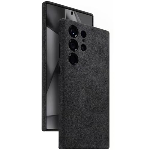 LOXO CASE Luxuriöse Alcantara-Wildlederhülle für Samsung Galaxy S24 Ultra/S24 Plus/S24, Ultraluxuriöses Italienisches Wildledermaterial, Atmungsaktiv, Vollständige Abdeckung,Black,S24 Ultra von LOXO CASE