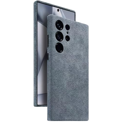 LOXO CASE Luxuriöse Alcantara-Wildlederhülle für Samsung Galaxy S24 Ultra/S24 Plus/S24, Ultraluxuriöses Italienisches Wildledermaterial, Atmungsaktiv, Vollständige Abdeckung,Gray,S24 von LOXO CASE