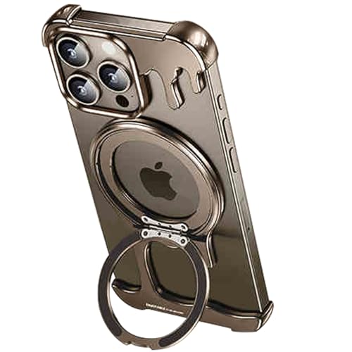 LOXO CASE Magnetische Schutzhülle Aus Flüssigmetall für iPhone 16/16 Pro/16 Pro Max, Stoßfeste, Schlanke Handyhülle mit Um 360° Drehbarem Ständer, Rahmenloses Design,Desert Titanium,16 Pro Max von LOXO CASE