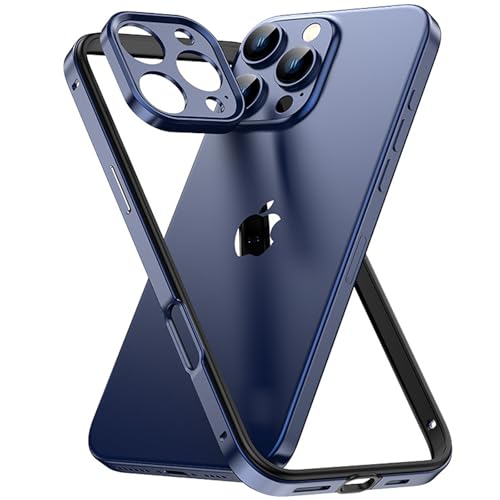 LOXO CASE Metall-Stoßfängerhülle für iPhone 16/16 Pro/16 Plus/16 Pro Max, Ultradünn [fallgetestet Nach Militärstandard] Rahmen Aus Aluminiumlegierung mit Weichem Innenstoßfänger,Blue,16 Pro von LOXO CASE