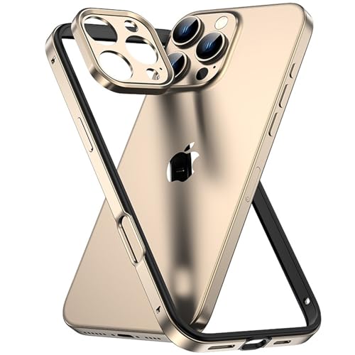 LOXO CASE Metall-Stoßfängerhülle für iPhone 16/16 Pro/16 Plus/16 Pro Max, Ultradünn [fallgetestet Nach Militärstandard] Rahmen Aus Aluminiumlegierung mit Weichem Innenstoßfänger,Desert Titanium,16 von LOXO CASE