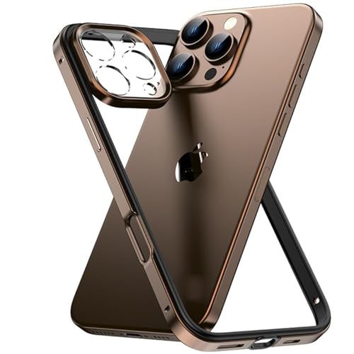 LOXO CASE Metall-Stoßfängerhülle für iPhone 16/16 Pro/16 Plus/16 Pro Max, Ultradünner Rahmen Aus Aluminiumlegierung mit Weichem Innenstoßfänger | Keine Signalstörungen,Gold,16 von LOXO CASE