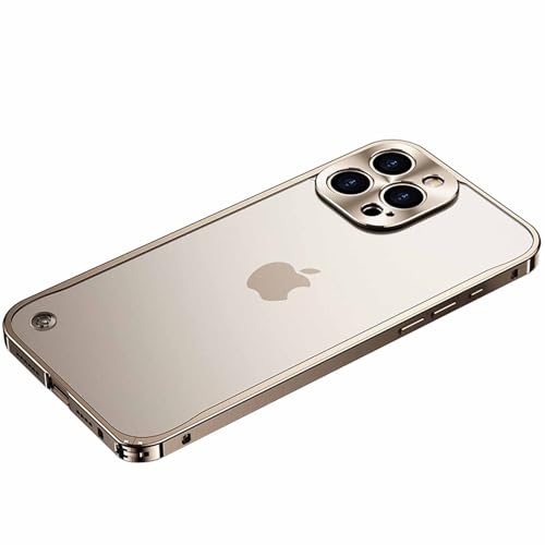 LOXO CASE Metallrahmenhülle für iPhone 16/16 Plus/16 Pro/16 Pro Max, [Ultradünn] Durchscheinende, Matte Telefonhülle mit Rückseite, Schützende, Stoßfeste Anti-Fingerabdruck-Abdeckung,Gold,16 Plus von LOXO CASE