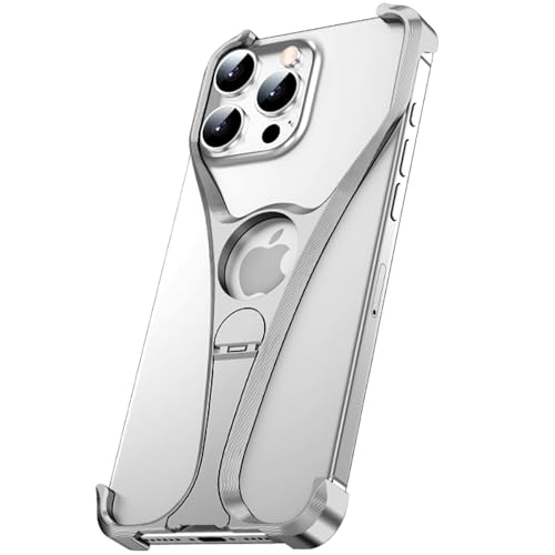 LOXO CASE Minimalistische Metallrahmenhülle für iPhone 16 Pro Max/16 Pro/16, mit 360° Drehbarem Ständer, Wärmeableitung | Rahmenloses Aluminiumdesign,Gray,16 Pro Max von LOXO CASE