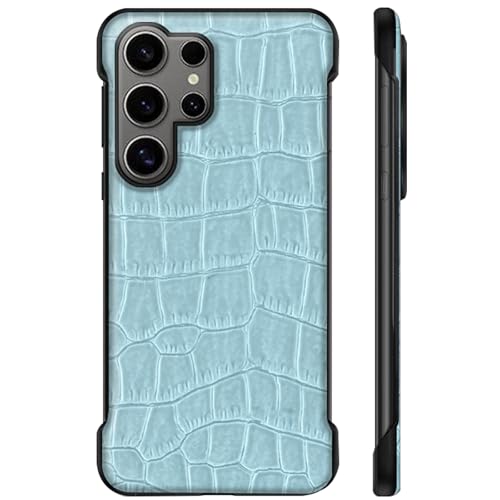 LOXO CASE Rahmenlose Hülle für Samsung Galaxy S25 Ultra/S25 Plus/S25, Ultradünne Business-Hülle Aus Leder mit Krokodilstruktur, Elegante, Hautfreundliche,Sky Blue,S25 Plus von LOXO CASE