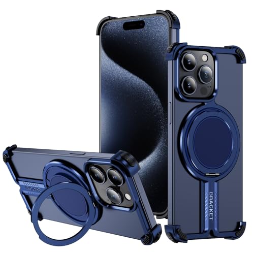 LOXO CASE Rahmenlose Metallhülle für iPhone 13 Pro Max/13 Pro/13, Hautfreundliches Bare-Metal-Gefühl mit 360° Drehbarem Ringständer, Ultradünn, Glatt und Hautfreundlich,Blue,13 Pro Max von LOXO CASE