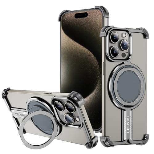 LOXO CASE Rahmenlose Metallhülle für iPhone 13 Pro Max/13 Pro/13, Hautfreundliches Bare-Metal-Gefühl mit 360° Drehbarem Ringständer, Ultradünn, Glatt und Hautfreundlich,Gray,13 Pro von LOXO CASE