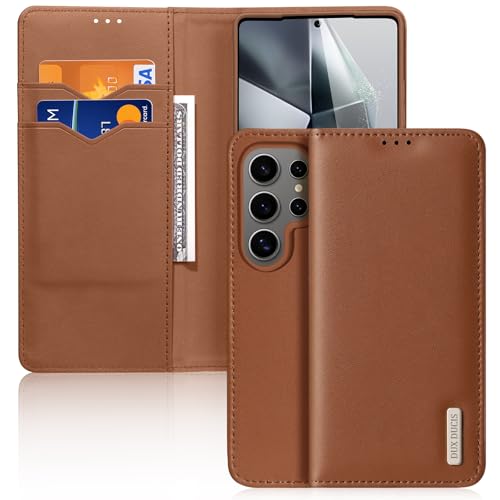 LOXO CASE Schutzhülle für Samsung Galaxy S25 Ultra/S25 Plus/S25, Premium-PU-Leder-Brieftaschenhülle mit Kartenfächern, RFID-Schutz, Standfunktion,Orange,S25 Plus von LOXO CASE