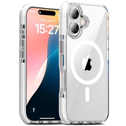 LOXO CASE Transparente Hülle für iPhone 16 Pro Max/16 Pro/16 Plus/16, Fallschutz Aus 3 M Höhe in Militärqualität, Vergilbungsfrei, Kompatibel mit MagSafe,White,16 Pro Max von LOXO CASE