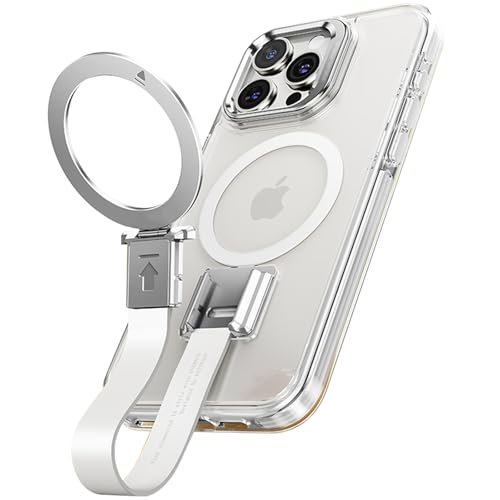 LOXO CASE Transparente Hülle für iPhone 16 Pro Max/16 Pro/16 Plus/16, Magnetische Airbag-Telefonhülle mit Ständer und Trageband, Schutz für Outdoor-Aktivitäten,Silver,16 Pro Max von LOXO CASE