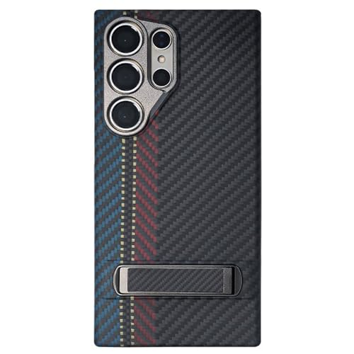 LOXO CASE Ultradünne Hülle für Samsung Galaxy S24 Ultra, Aramidfasermaterial mit Ständer, Verbesserter Metallrahmenschutz,Blue Gray von LOXO CASE