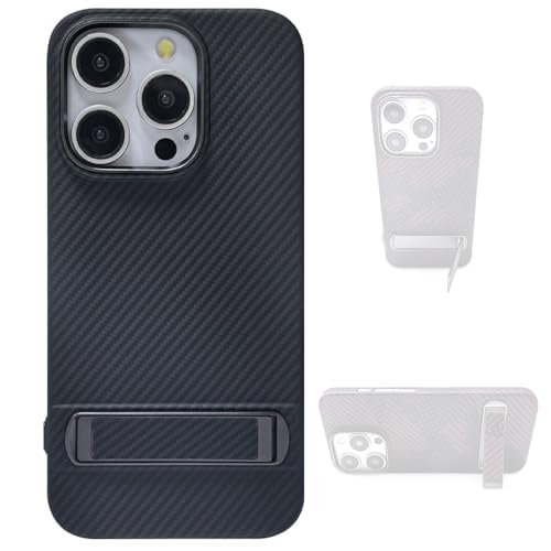 LOXO CASE Ultradünne Hülle für iPhone 14 Pro/14 Pro Max, Aramidfasermaterial mit Ständer, Verbesserter Metallrahmenschutz,Black,14 Pro von LOXO CASE