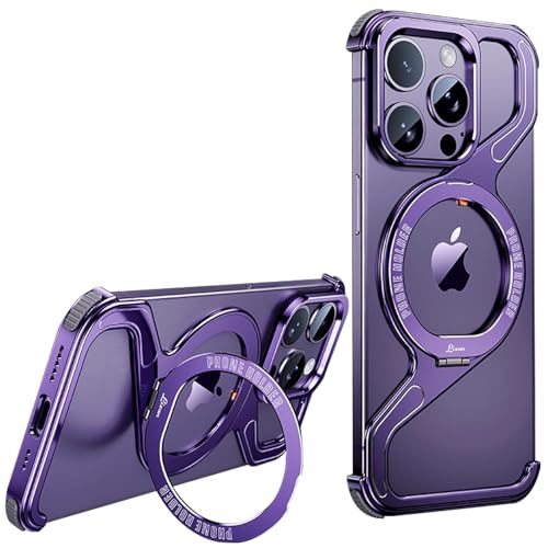 LOXO CASE Z-Frame Metallhülle für iPhone 14/14 Pro/14 Pro Max, Fallschutz in Militärqualität mit Magnetischem Ständer, Rahmenloses Design, Kompatibel mit MagSafe,Purple,14 Pro Max von LOXO CASE