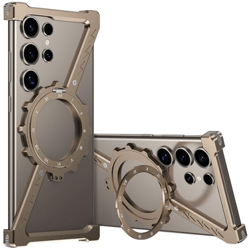 LOXO CASE Z-Hülle für Samsung Galaxy S22 Ultra, Rahmenloses Metall mit 360° Drehbarem Ständer, Minimalistische, Schlanke, Stoßfeste, Dünne Bumper-Hüllen, Kompatibel mit MagSafe,Desert von LOXO CASE