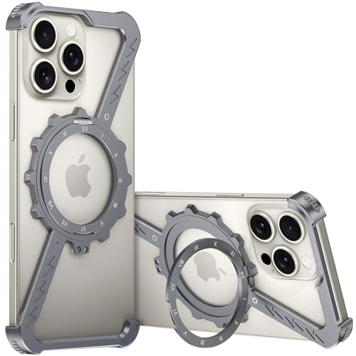 LOXO CASE Z-Hülle für iPhone 13 Pro Max/13 Pro/13, Rahmenloses Metall mit 360° Drehbarem Ständer, Schlanke, Stoßfeste, Dünne Bumper-Hüllen, Kompatibel mit MagSafe,Gray,13 Pro Max von LOXO CASE