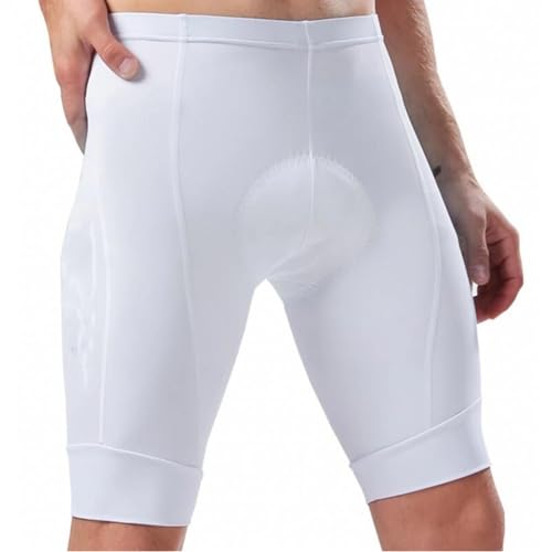 LPHFDCS Fahrradhose Herren Gepolstert Weiße Radhose mit abgeschnittener Manschette, Fahrradhose, MTB-Fahrradtuch, 9D-Gelpolster, elastische Unterseite Fahrradhose(White nobib,3XL) von LPHFDCS