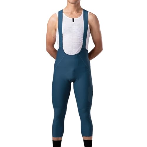 LPHFDCS Fahrradtrikot Set Herren-Radhose mit Trägern 3/4 Bike Trouse Pro Atmungsaktive Träger-Radhose MBT Radhose for Herren Lange Hose Radlerhose Herren Mit Sitzpolster(Blue,XL) von LPHFDCS