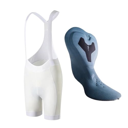 LPHFDCS Fahrradhose Herren Gepolstert Bike Bib Shorts Weiß Radfahren Kleidung 7 Stunden Fahrt Gepolsterte Reiten Rennen MTB Fahrrad Strumpfhosen Shorts Atmungsaktiv Fahrradhose(White,Asia XL (EU L)) von LPHFDCS