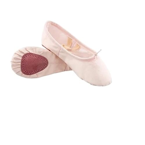 LPLPL Leichte Ballettschuhe, Mädchen Canvas Baumwolle Ballettschuhe Kinder Erwachsene Ballett Flache Hausschuhe Kinder Weiche Sohle Tanzübungsschuhe Ballettschuhe Damen (Hellbraun, 38)(Beige,36 EU) von LPLPL