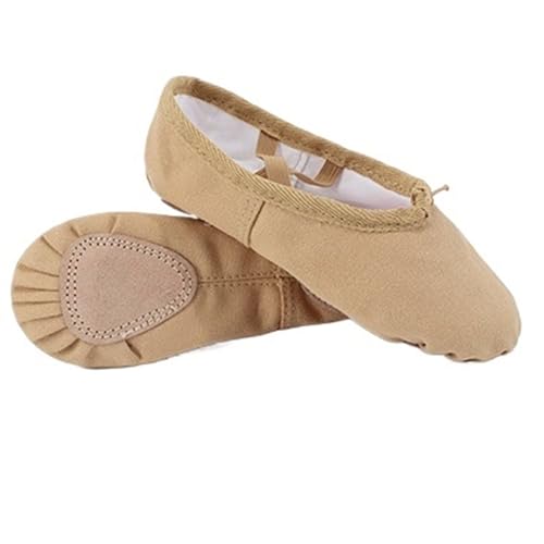 LPLPL Leichte Ballettschuhe, Mädchen Canvas Baumwolle Ballettschuhe Kinder Erwachsene Ballett Flache Hausschuhe Kinder Weiche Sohle Tanzübungsschuhe Ballettschuhe Damen (Hellbraun, 38)(Tan,35 EU) von LPLPL