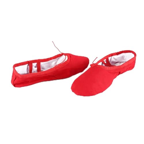 LPLPL Leichte Ballettschuhe, Mädchen Flacher Canvas-Kopf Schwarz Weiß Weiche Ballettpantoffeln Ballett Gym Yoga Tanzschuhe Kinder Frau Ballettschuhe Damen (Rot, 41)(Red,41) von LPLPL