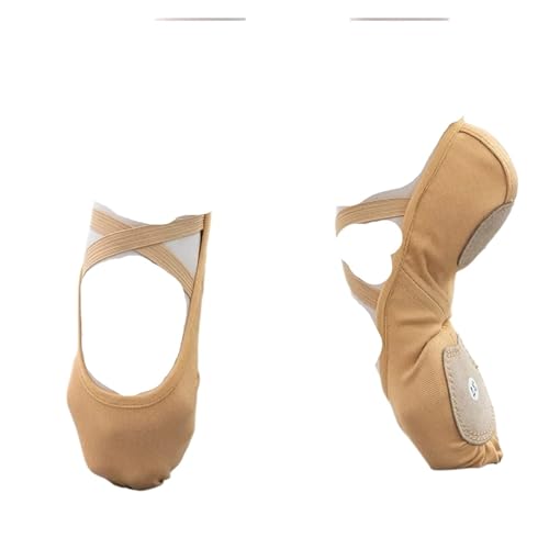 Leichte Ballettschuhe, Damenschuhe, elastische Bandage, professionelle Ballettschuhe, Stretch-Canvas-Mesh-Ballettpantoffeln, Tanz-Spitzenschuhe, Ballerinas, Ballettschuhe for Damen (weiß, 39)(Camel,39 von LPLPL