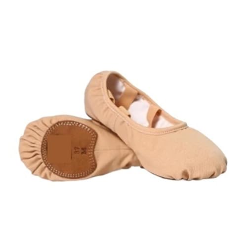 Leichte Ballettschuhe, professionelle Stretch-Ballett-Tanzschuhe for Damen und Mädchen, geteilte weiche Sohle, Canvas-Ballettpantoffeln, elastische Stoff-Ballettschuhe, Ballettschuhe for Damen (Hellbr von LPLPL