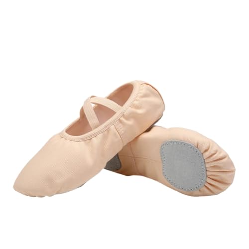 Leichte Ballettschuhe,Ballettschuhe Mädchen Canvas Flats Ballett Tanzen Hausschuhe Tanzschuhe for Erwachsene Frauen Kinder Yoga Klassische geteilte Sohle Weiches Leder Ballettschuhe Frauen (Hellbraun, von LPLPL