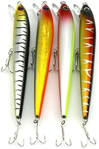 4 STÜCKE 17 cm Angelköder Topwater 27,2G 3D Minnow Köder mit Drillingshaken Harter Köder Lebensechte Swimbait Angelköder von LPUKOI