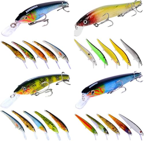 Topwater Lures24PC klassischer Köder Mino Köderanzug ca. 540GPopper Angelköder Set, Crankbait von LPUKOI