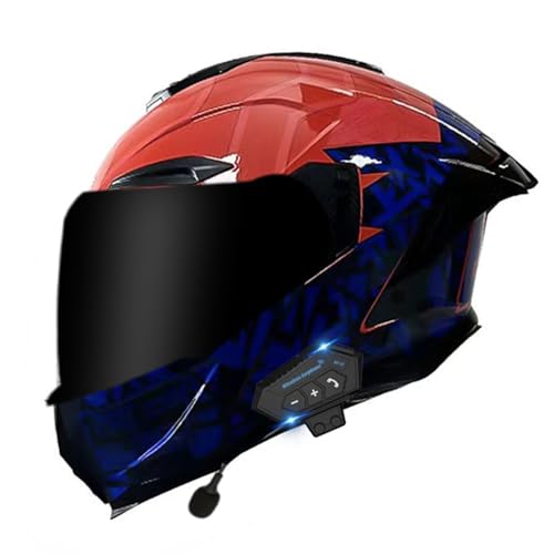 Bluetooth Motorradhelm Motorrad Klapphelm Modularer Helm mit Doppelvisier, ECE Genehmigte Kopfhörer für Automatische Antwort, Vollvisierhelm für Erwachsene Männer Frauen 10,L=59~60cm von LPXPLP