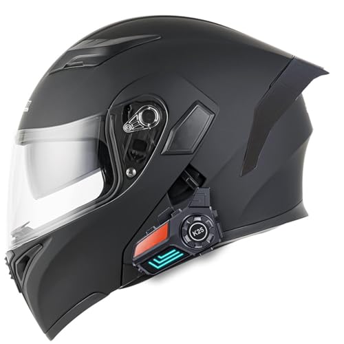 Bluetooth Motorradhelm mit Doppelvisier, Motorrad Herren Damen Modularhelm Klapphelm mit Dual-Lautsprecher-Headset Automatische Anrufannahme, Integralhelm Fahrradhelm ECEDOT geprüft 16,2XL=63-64CM von LPXPLP