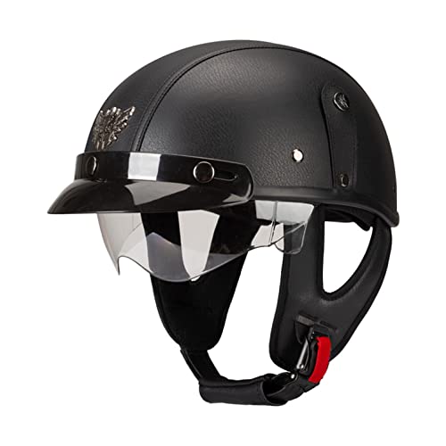 Deutsche Leder Motorrad Halbhelme Retro Halbschalenhelm Jet Helm mit Visier+Brille Schnellverschluss Schnalle für Cruiser Chopper Biker Moped ECE-Zulassung G,S Deutsche Leder Motorrad Halbhelme Retro Halbschalenhelm Jet Helm mit Visier+Brille Schnellverschluss Schnalle für Cruiser Chopper Biker Moped ECE-Zulassung G,S von LPXPLP