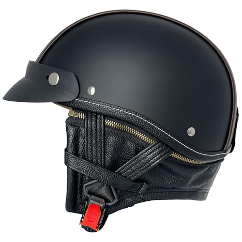 Halbschalenhelm Motorrad Halbhelme Mit Brille ECE Zertifiziert Motorradhelm Open Face Helm Schnellschnalle Weiche Kinnstütze Unisex 7,XL=61-62CM von LPXPLP