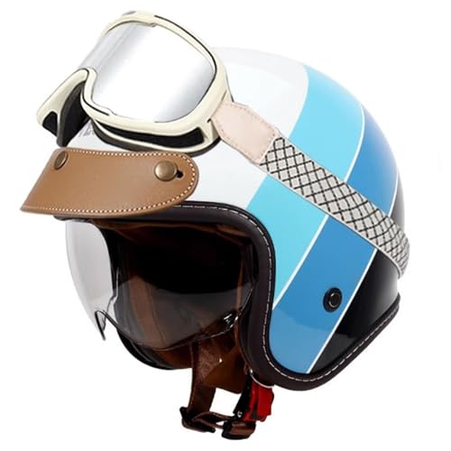 Halbschalenhelm mit DOTECE, Jethelm Retro mit Brille, Chopper Helm Roller Helm Offenem Helm, Street Moped Halbhelme, mit Herausnehmbarem und Waschbarem Futter 1,XXL=63~64cm von LPXPLP