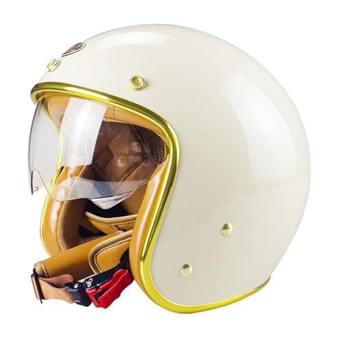 Jethelm Retro Halbschalenhelm Deutscher Stil Motorradhelm ECEDOT Zulassung Jet-Helm Mit Schnellverschluss-Schnalle Für Cruiser Scooter ATV E-Bike Erwachsene Damen Und Herren 1,S=55-56CM von LPXPLP