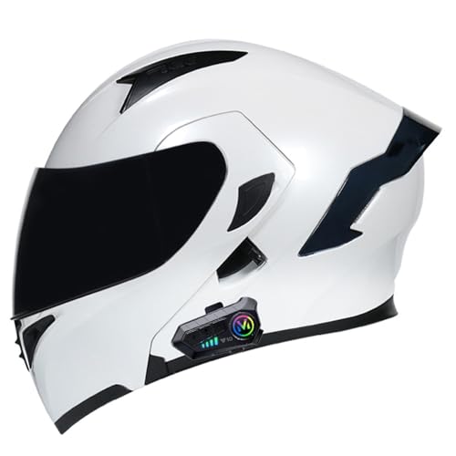 Klapphelm Mit Bluetooth Motorradhelm Mit Gesichtsschutz und Schwarze GläserECE Zertifiziert Modularer Helm Abnehmbares Futter mit Eingebautem Mikrofon für Automatische Reaktion 4,2XL=63-64CM von LPXPLP