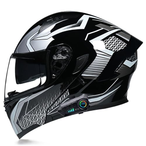 Klapphelm mit Bluetooth Motorradhelm, Bluetooth Integralhelm Motorradhelm mit Doppelvisier, ECE Zertifiziert Lila Helm für Erwachsene Frauen Männer Hohe Qualität Helm N,M von LPXPLP