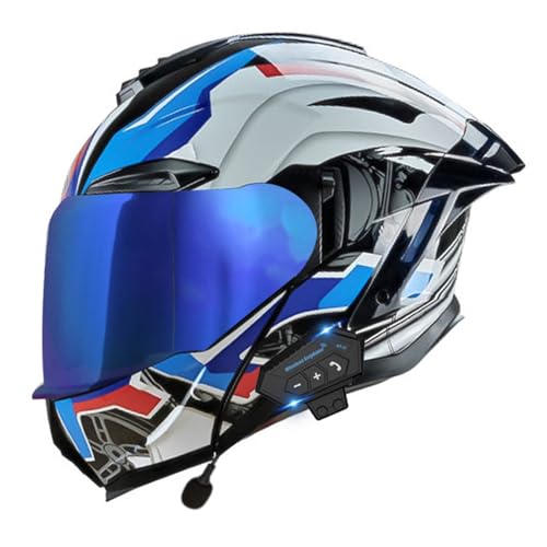 Klapphelm mit Bluetooth Motorradhelm Herren, ECE Zertifiziert Sturzhelm, Integriert Motorradhelm, mit Doppelvisier Mikrofon Motorrad Helm für Erwachsene Damen Modularer Helm 9,XXL=63~64cm von LPXPLP