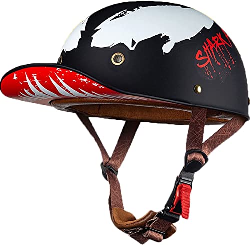 LPXPLP Retro Motorradhelm Halbschalenhelm Mit ECE Zulassung Baseball Cap Helm Jethelm Deutscher Stil Totenkopf Kappe Helm Motorrad Cruiser Roller Cool Helm Für Männer Und Frauen 5,XL von LPXPLP