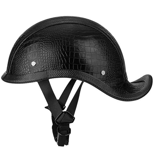 Motorrad Halbhelme Brain-Cap Halbschalenhelm Schwalbenschwanz-Design Motorrad-Helm, für Cruiser Chopper Biker Moped DOT/ECE-Zulassung 4,L=59-60CM von LPXPLP