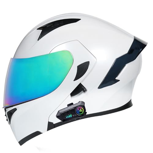 Motorradhelm mit Bluetooth Integrierter Klapphelm, ECE-Zertifizierung mit HD Anti-Fog-Doppelvisier, Klappbarer Modularer Motorrad Helme für Erwachsene Männer und Frauen 3,L=59-60CM von LPXPLP